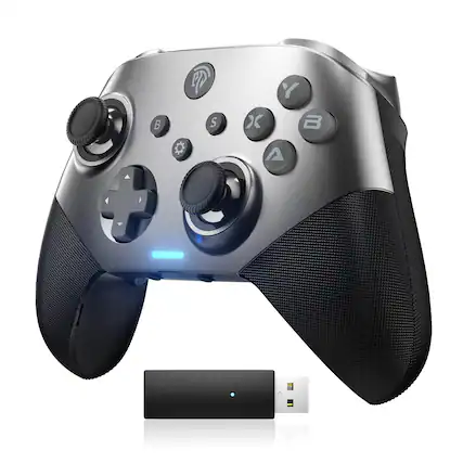 Front. EasySMX - EasySMX X10 Wireless Gaming Controller, Bluetooth Gamepad with Swappable Faceplate, for PC/Steam/Switch/Android/iOS - Sliver.