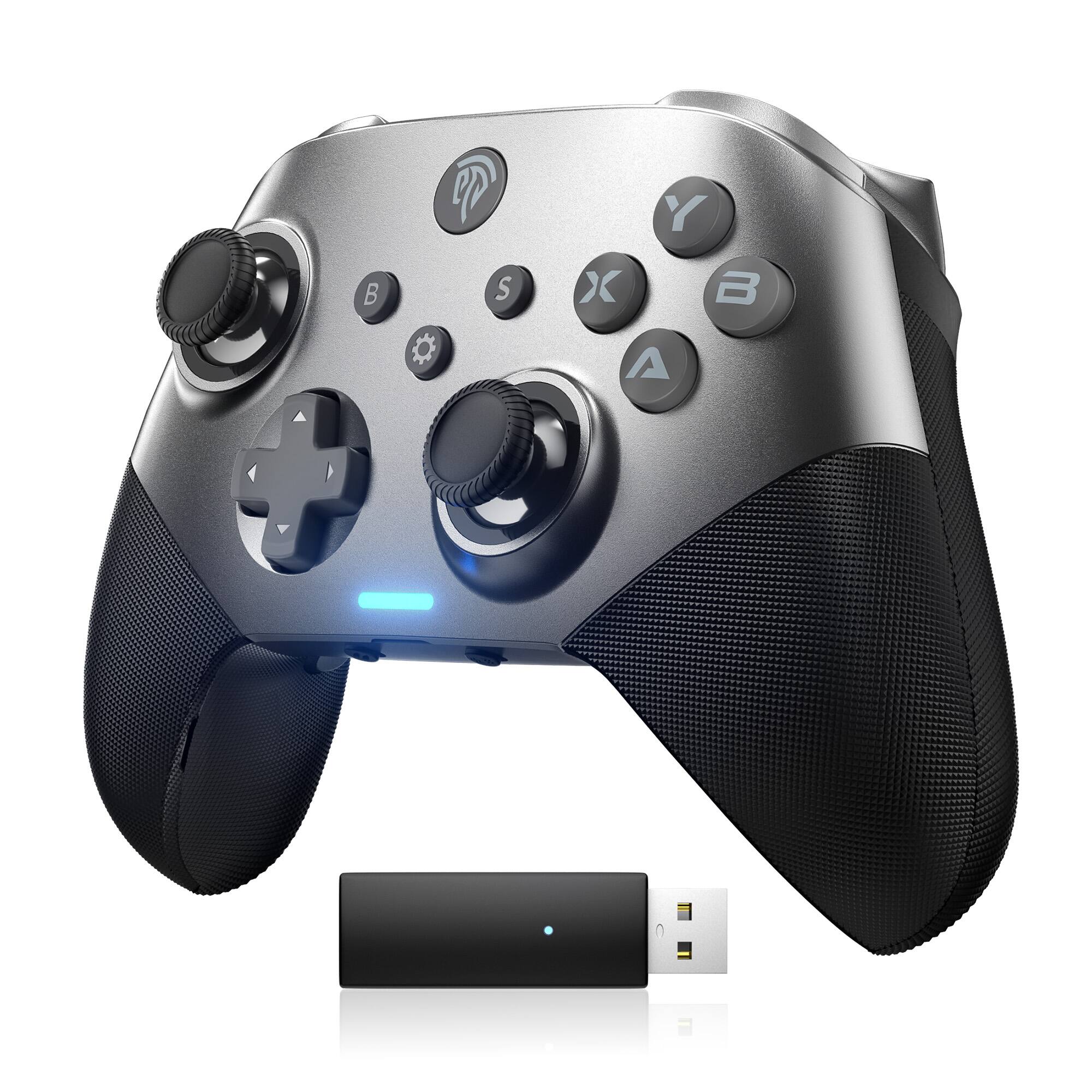 Front. EasySMX - EasySMX X10 Wireless Gaming Controller, Bluetooth Gamepad with Swappable Faceplate, for PC/Steam/Switch/Android/iOS - Sliver.