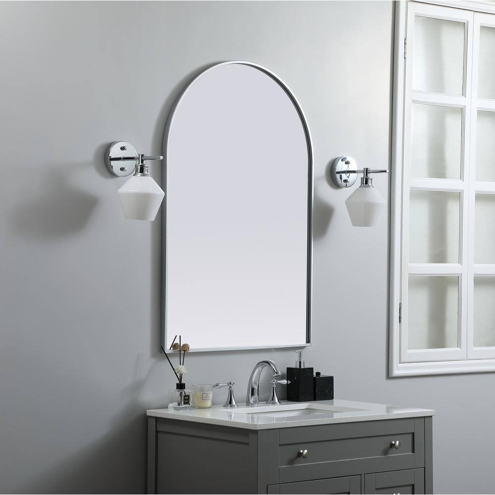 Alt View 7. Elegant Decor - Metal Frame Arch Mirror 27x40 Inch in Silver - Silver.