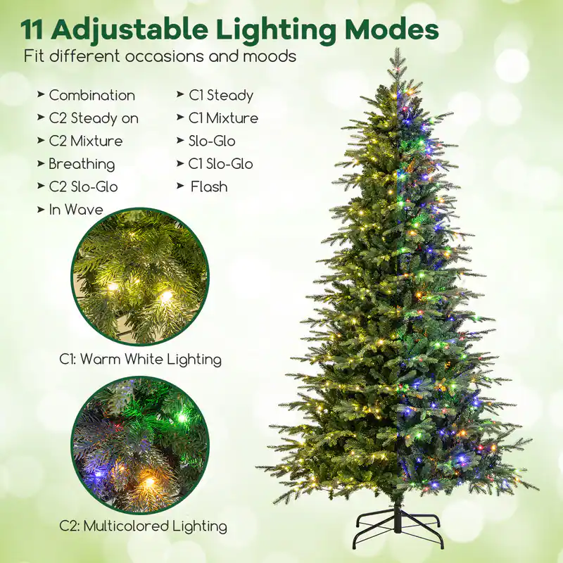 11 Adjustable Lighting Modes  
Fit different occasions and moods

- Combination
- C2 Steady on
- C2 Mixture
- Breathing
- C2 Slo-Glo
- In Wave
- C1 Steady
- C1 Mixture
- Slo-Glo
- C1 Slo-Glo
- Flash

C1: Warm White Lighting  
C2: Multicolored Lighting