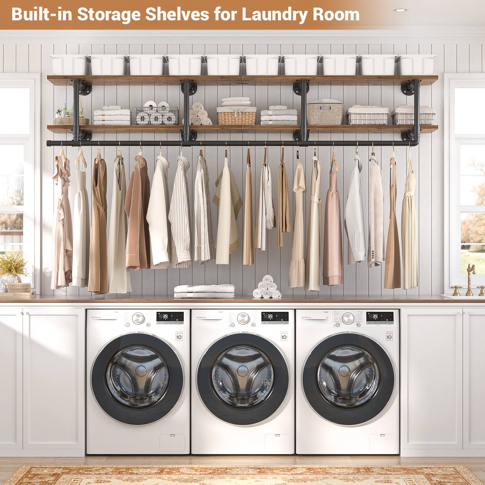 Built-in Storage Shelves for Laundry Room