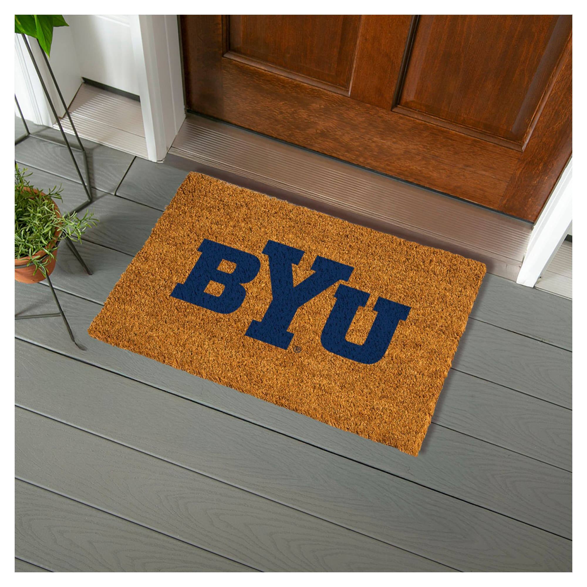 Alt View 1. Evergreen Enterprises - BYU Cougars 28" x 16" Team Logo Outdoor Coir Mat - Multicolor.