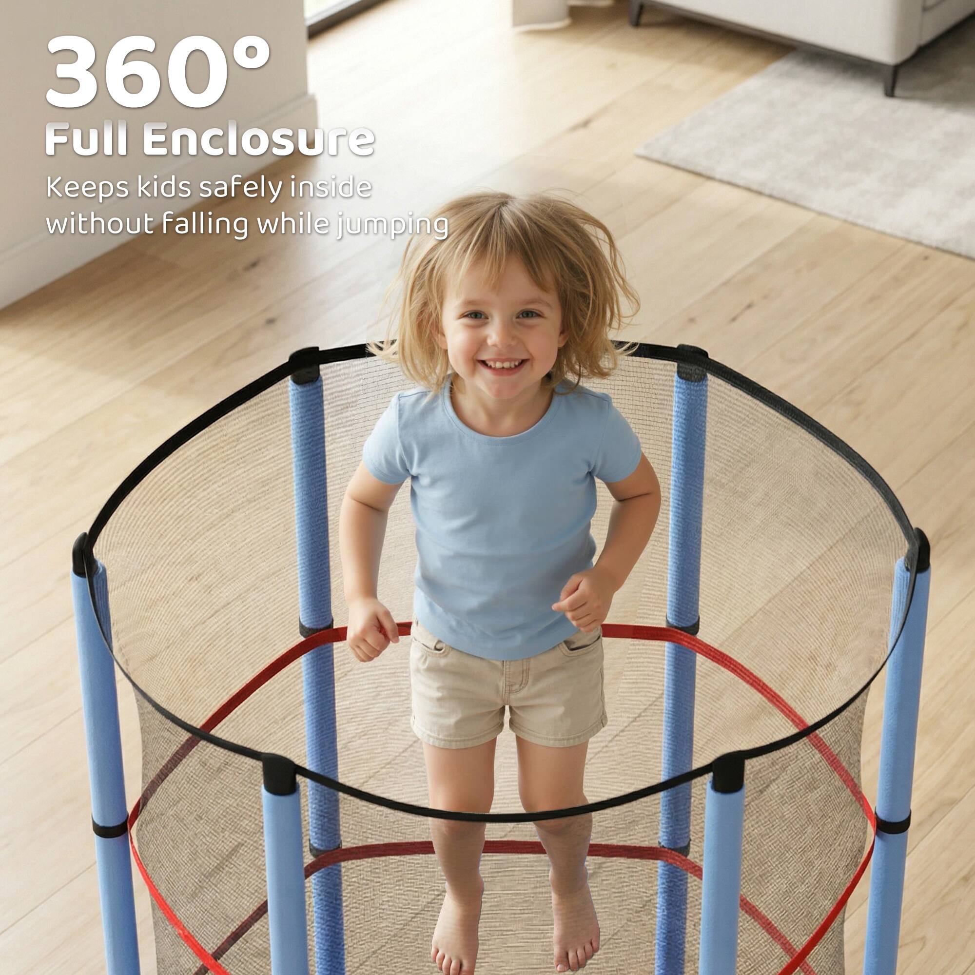 360° Full Enclosure  
Keeps kids safely inside without falling while jumping