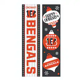 Evergreen Enterprises - Cincinnati Bengals 47" Double Sided Christmas Leaner Fan Sign - Multicolor
