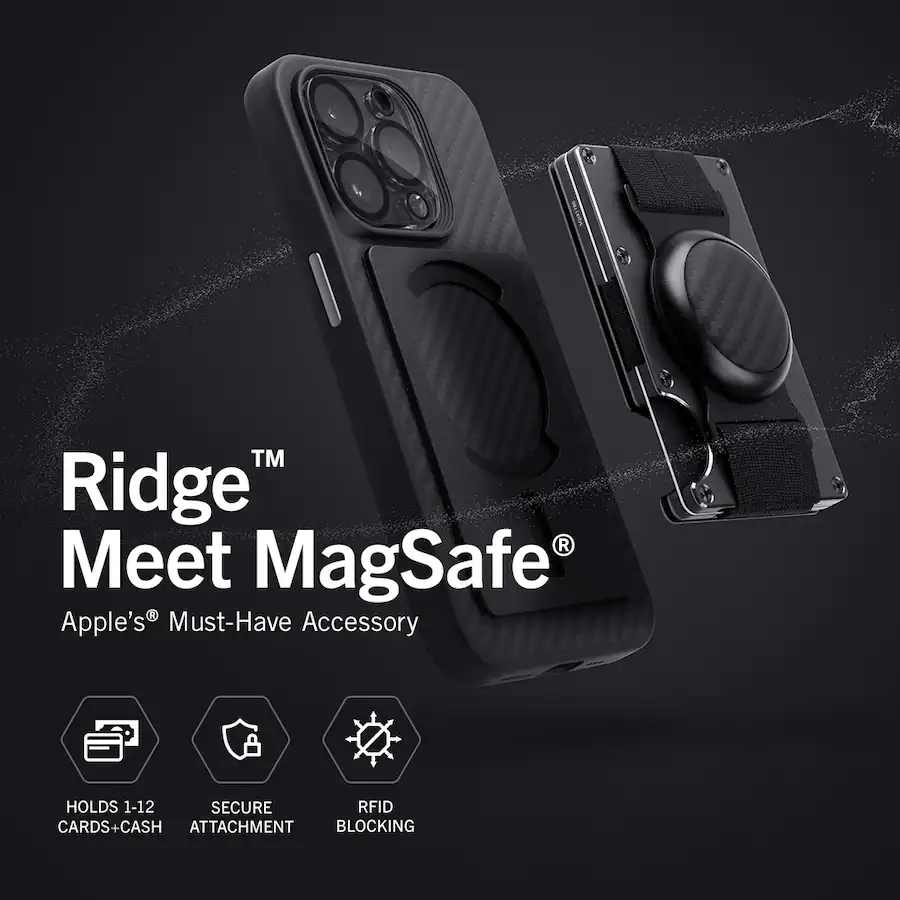 The Ridge Wallet Gunmetal MagSafe Wallet Cash Strap Silver AUWAI249103 ...