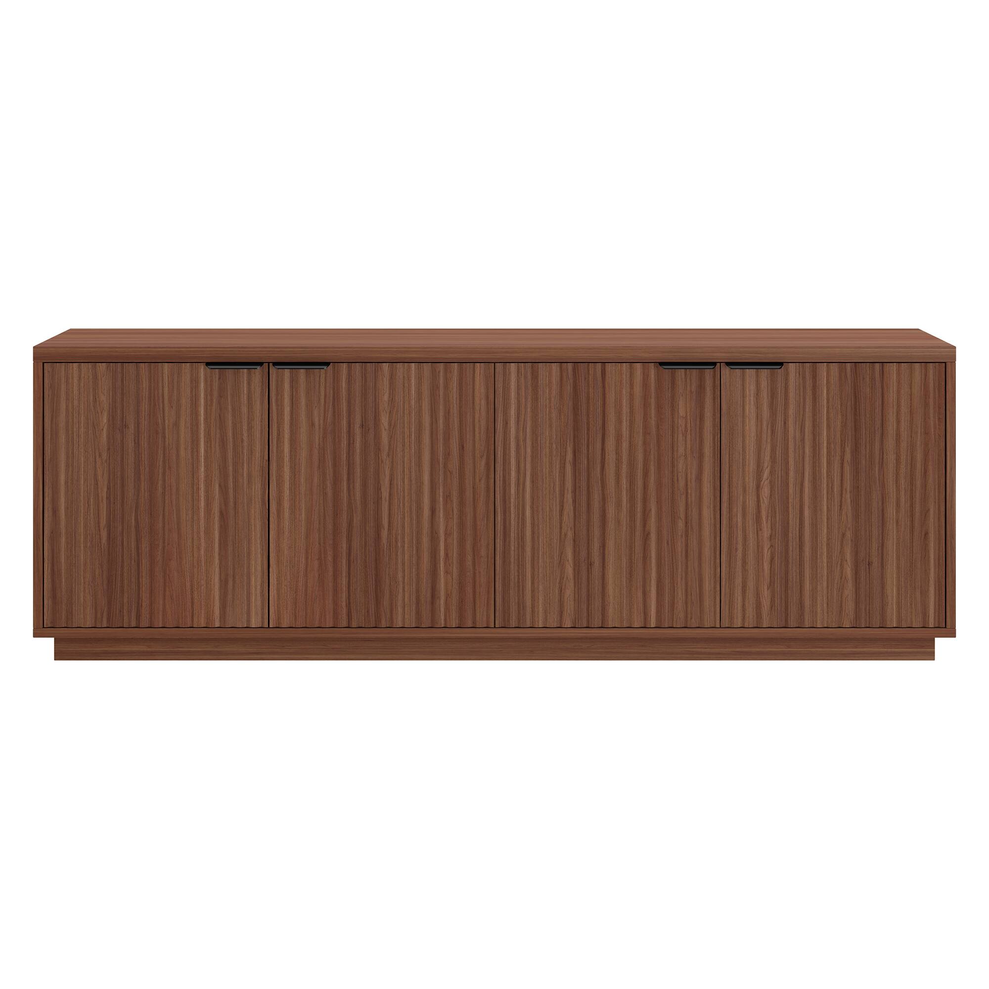 Angle. Hudson&Canal - Mansfield Rectangular Fluted TV Stand for TV's up to 78" in Satin Walnut - Satin Walnut.
