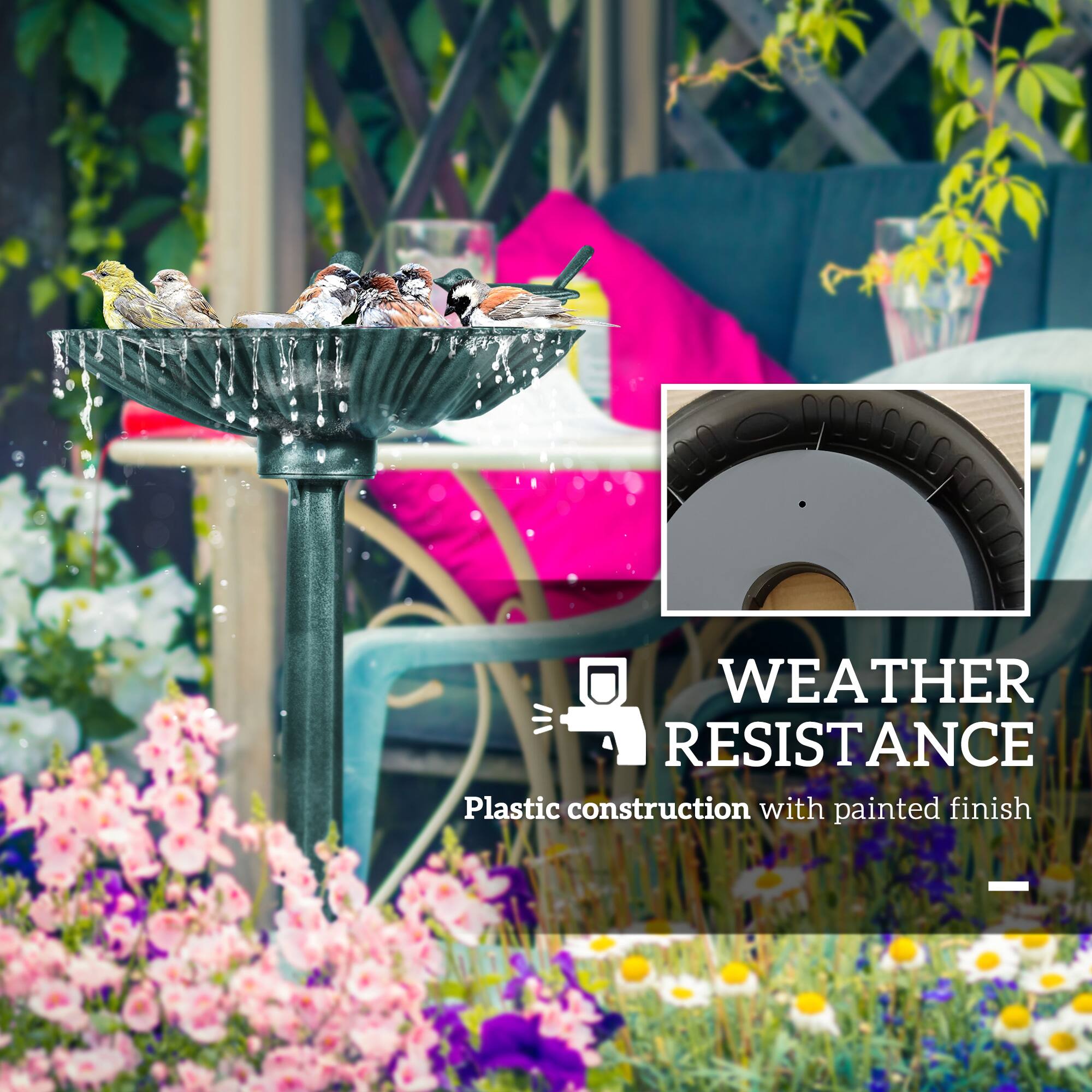 WEATHER RESISTANCE  
Plastic construction with painted finish