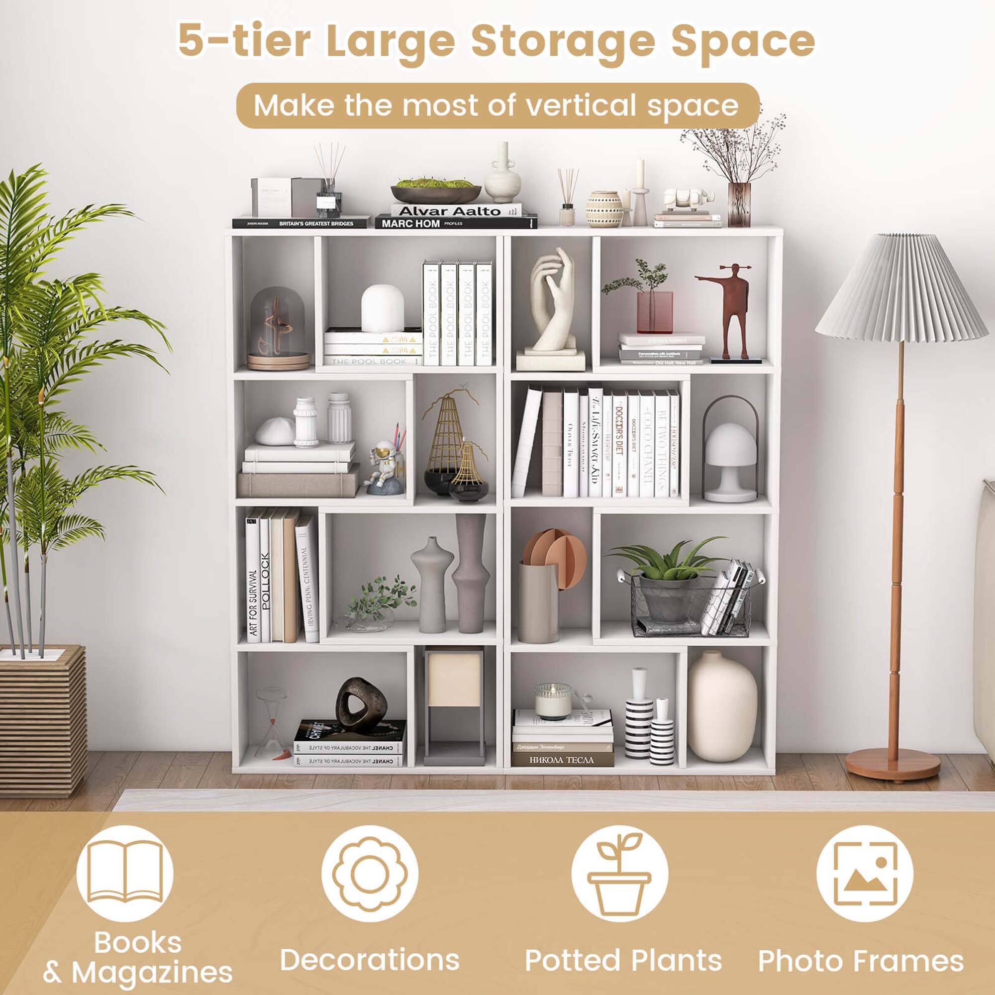 5-tier Large Storage Space Make the most of vertical space - Books & Magazines - Decorations - Potted Plants - Photo Frames