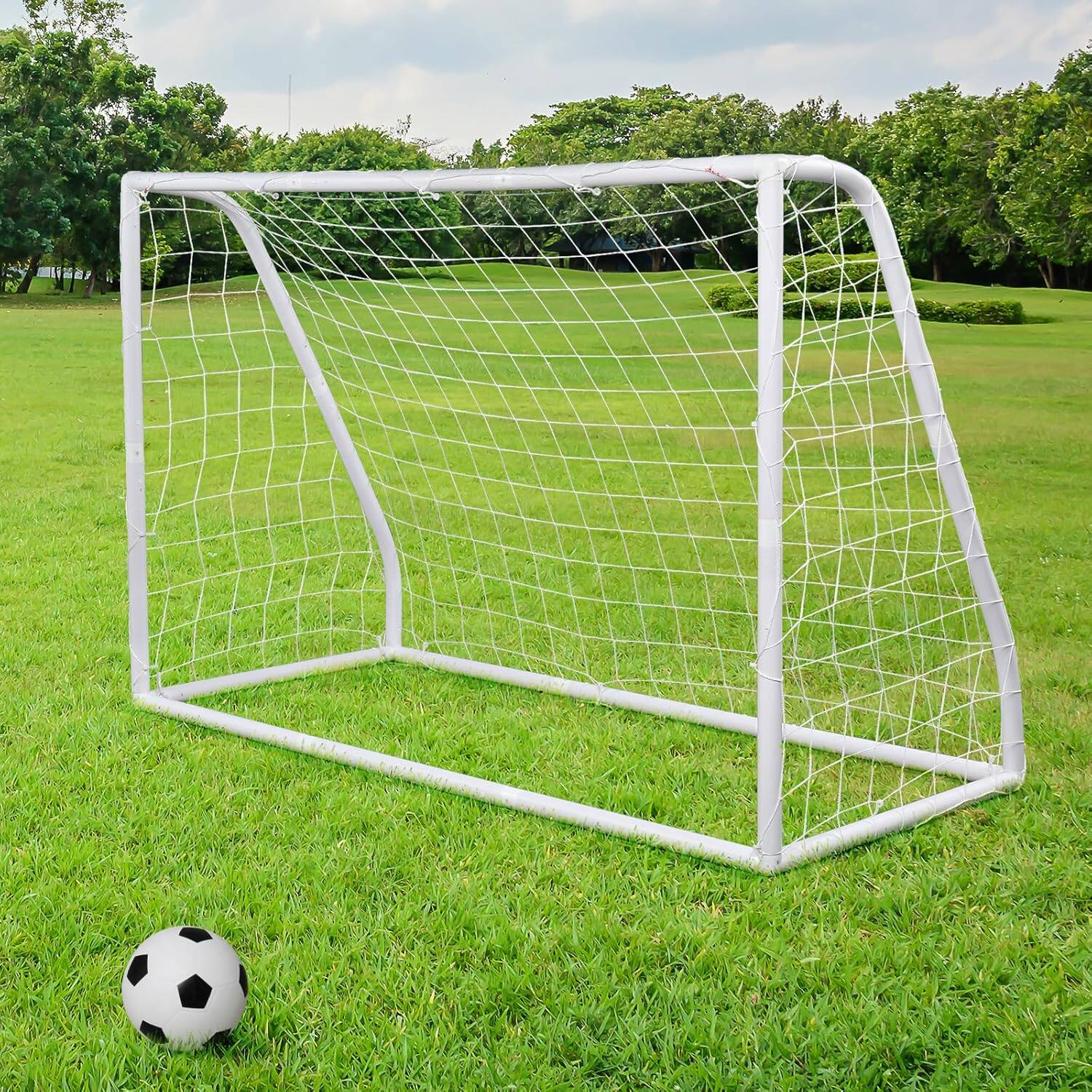 Back. Winado - Soccer Goal 6x4 Portable Soccer Nets, Easy to Assemble PVC Frame, Design for Backyard Practice and Fun for Teens - White.