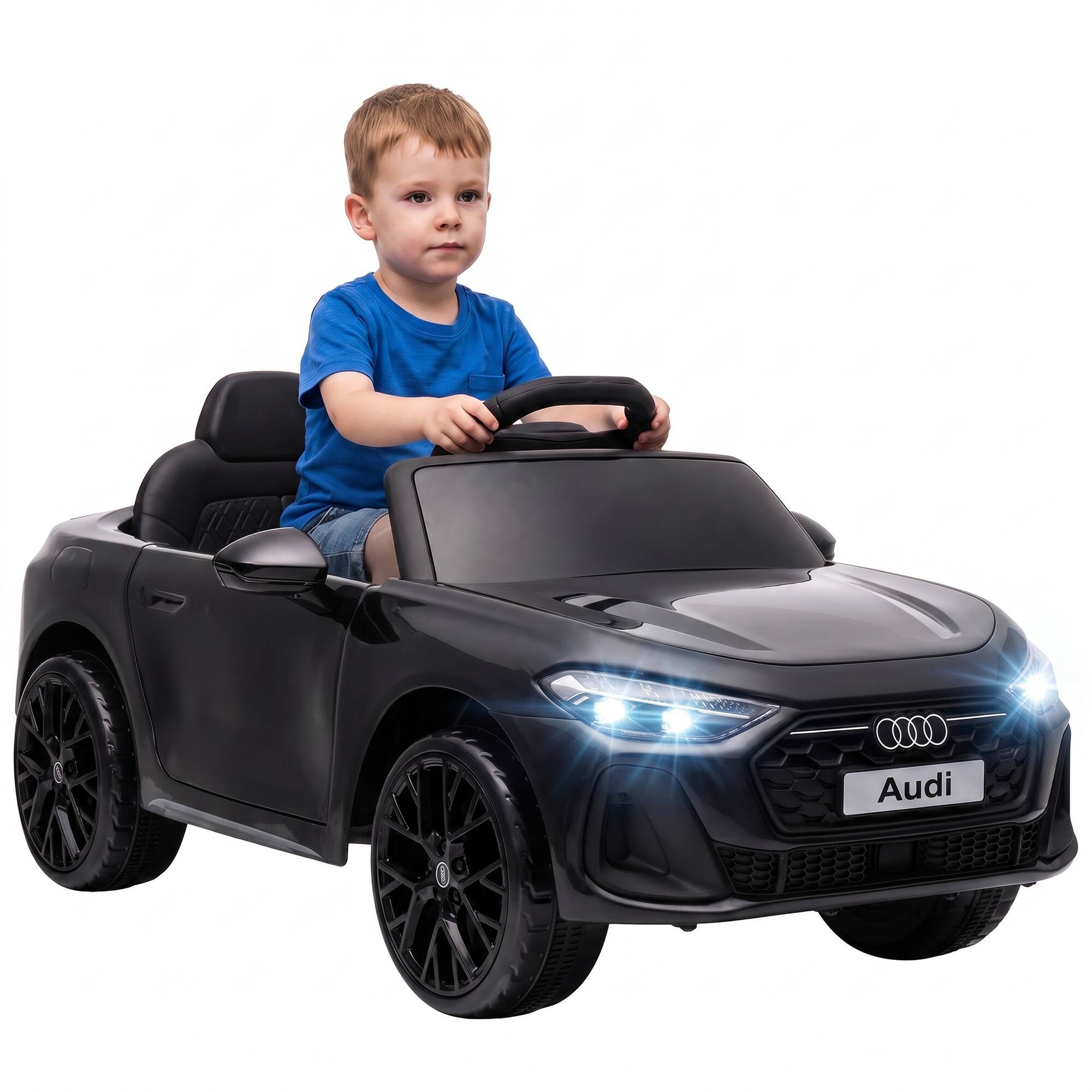 Qaba - A5L Licensed Electric Ride on Car for Kids 3-6 with Remote Control Dual Motors 4-Wheel Suspension Music - Black