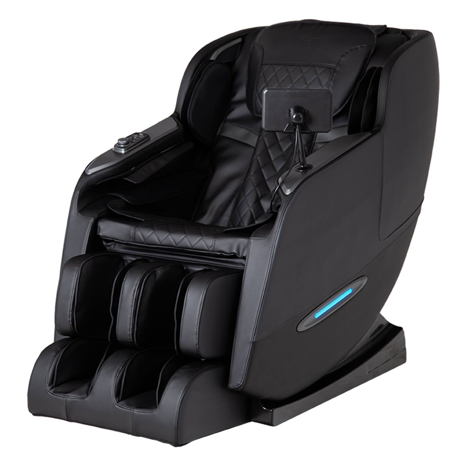 Angle. Titan - Royale Zero Gravity Massage Chair with 8 Heated Rollers - Black - Black.