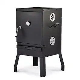 Winado - Vertical Charcoal Smoker Charcoal Grill with Door, 2 Detachable Grill Netting Smoking Racks for Lawn Picnic Backyard - Black