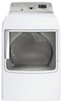 Front. GE - 7.8 Cu. Ft. 13-Cycle Steam Electric Dryer - White on White.