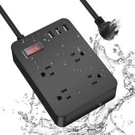 Dazzed Corner - Outdoor Power Strip Weatherproof,Waterproof Surge Protector with 4 Outlets - Black