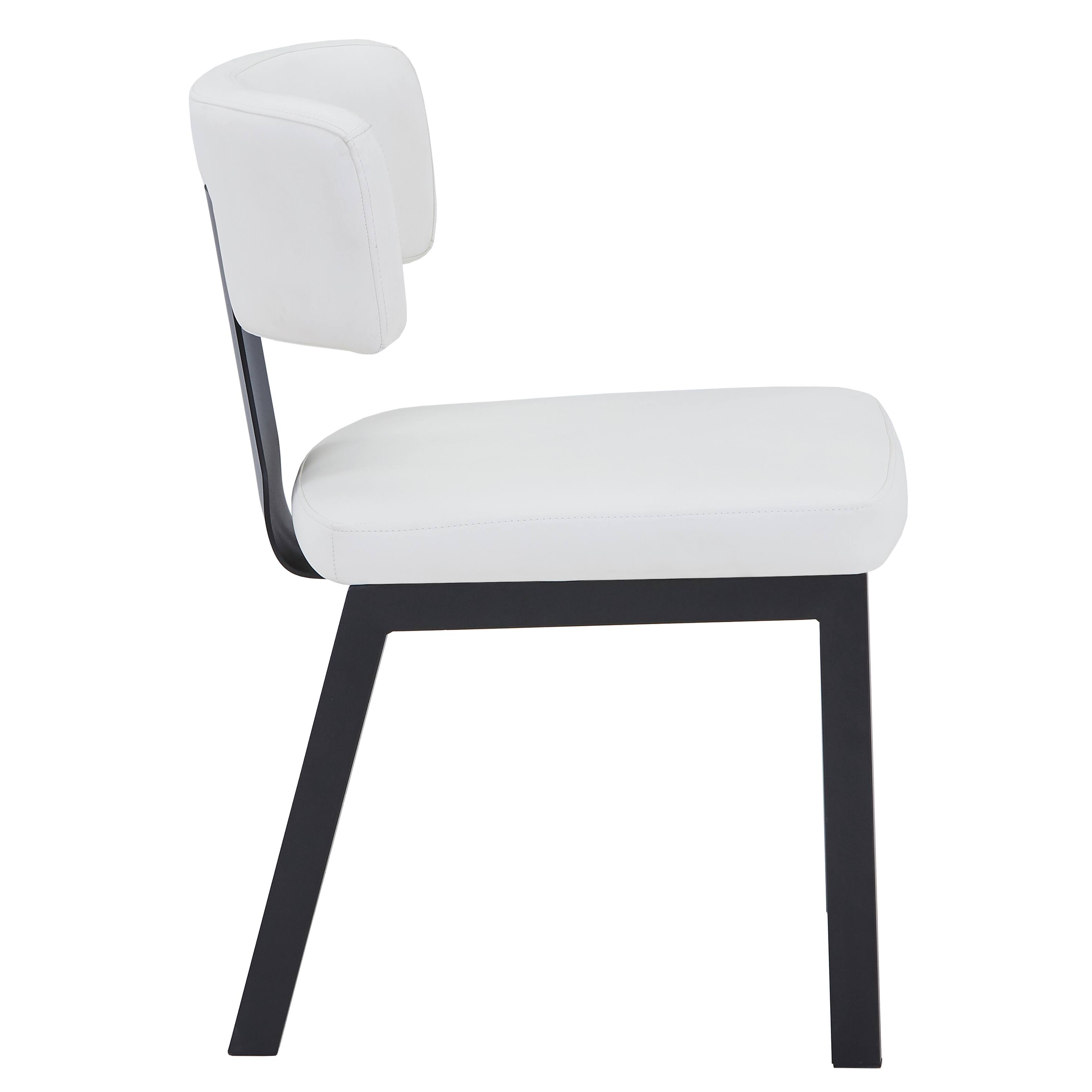 Alt View 3. LeisureMod - Teres Leather Dining Chair, Ergonomic Mid-Century Modern Kitchen Accent Chair, Steel Legs - White.