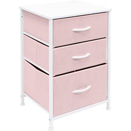 Sorbus - Nightstand with 3 Drawers - Steel Frame, Wood Top &Fabric Bins -Home, Bedroom, Office & College Dorm - Pink