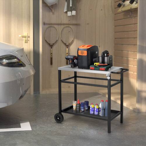 Alt View 8. Winado - Movable Charcoal Grill Dining Cart Table, Bar Table Top for Indoor Outdoor Food Prep, Pizza Oven, Patio, Garden, Parties - Black.
