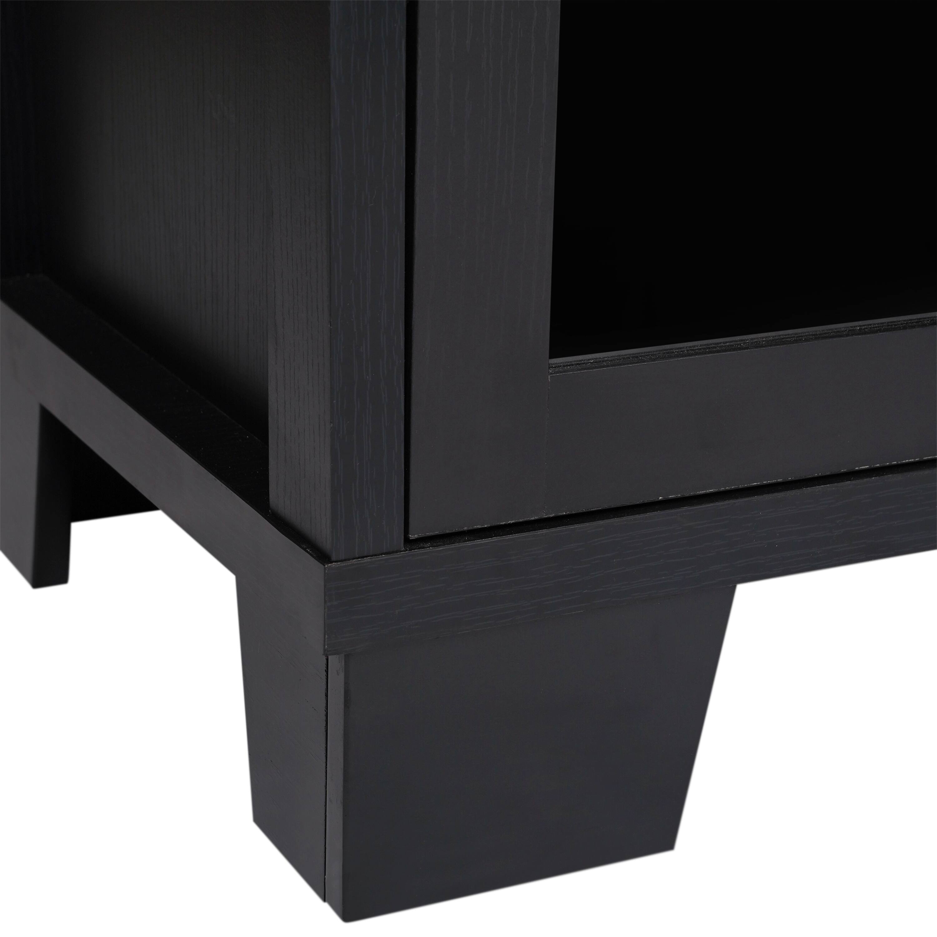 Alt View 9. Emma + Oliver - Keith Engineered Wood Buffet Sideboard Storage Cabinet for Kitchen/Dining Room with 3 Drawers and 3 Tempered Glass Doors - Black.