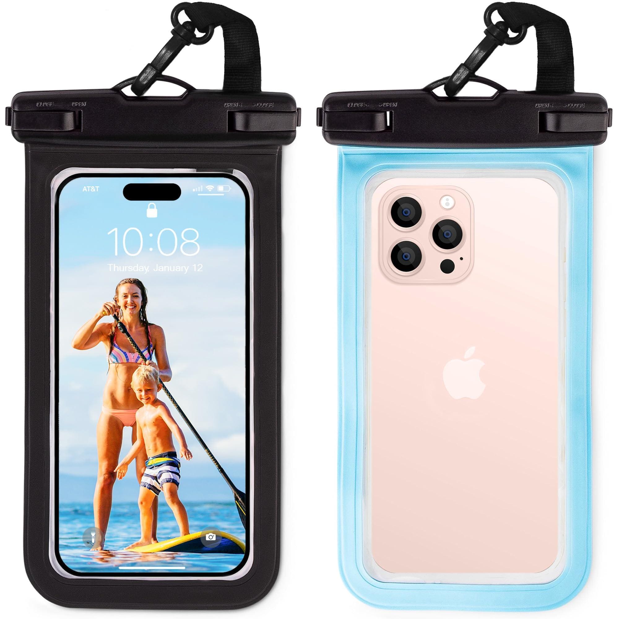 METALTON - Waterproof Phone Pouch 2 pack Designed In Hawaii Case Fits All Iphones incl Pro Max Galaxy S24 Ultra More - Black/Blue