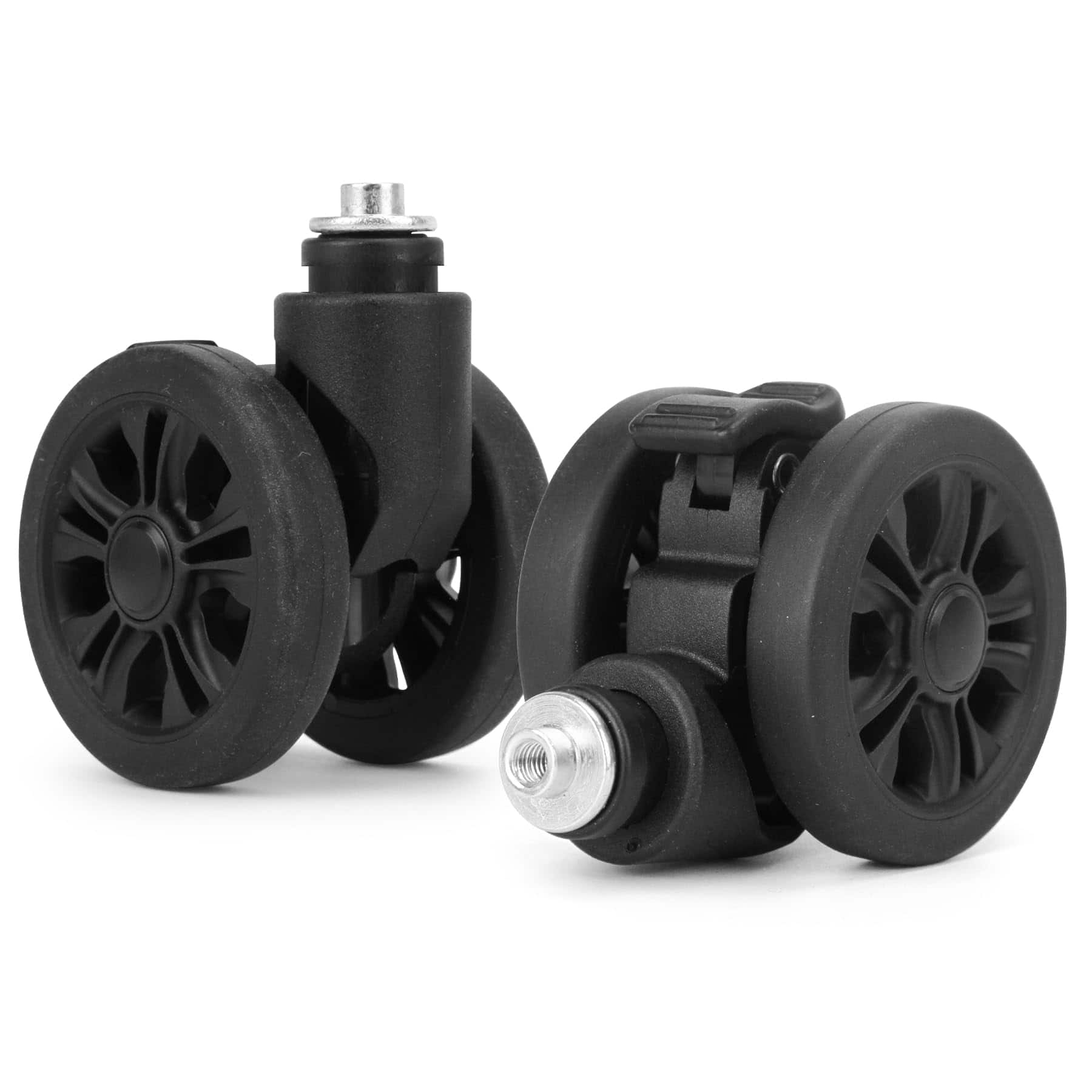 Vulpecula Spade - Luggage Replacement Wheels, 2 Pcs Suitcase Double-Row Wheels with Brakes and Shock Absorption for DIY Repair Spare - Black