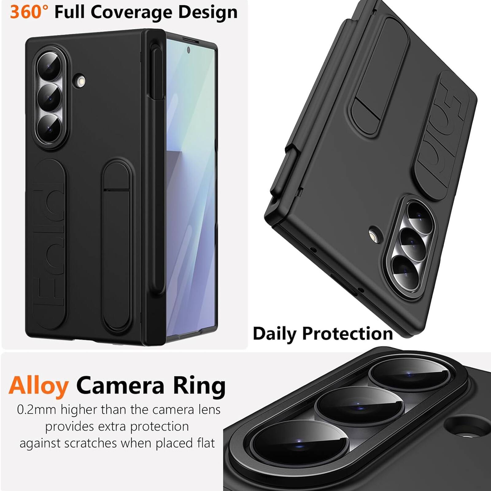 360° Full Coverage Design

Alloy Camera Ring
0.2mm higher than the camera lens provides extra protection against scratches when placed flat