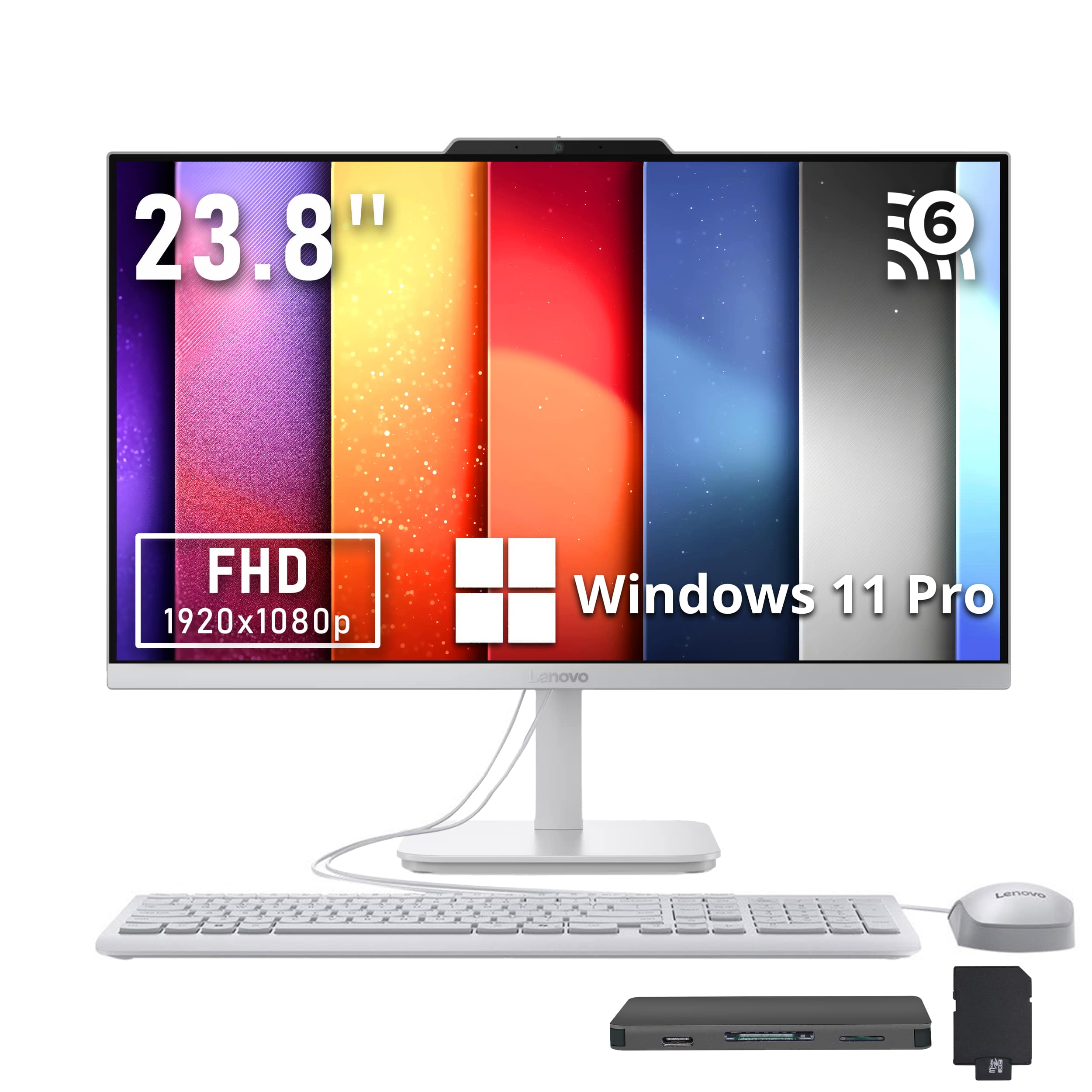 Lenovo - Upgraded - 23.8" FHD All-in-One Desktop,Intel N100,16GB RAM,512GB SSD+1TB Docking Station,Intel UHD Graphics,Win 11 Pro - Gray