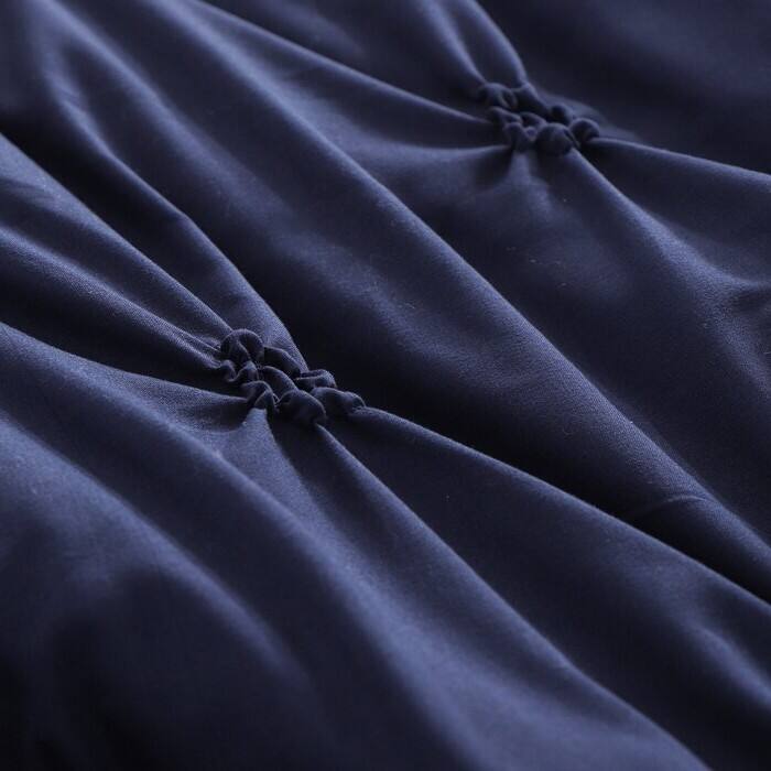 Alt View 1. Hivvago - King Size All Season Pleated Hypoallergenic Microfiber Reversible 3 Piece Comforter Set in Navy - Navy.