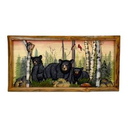 Zeckos - Rustic Bear Family in Woods Intarsia Wood Wall Sculpture 35.5x18 Indoor - Brown