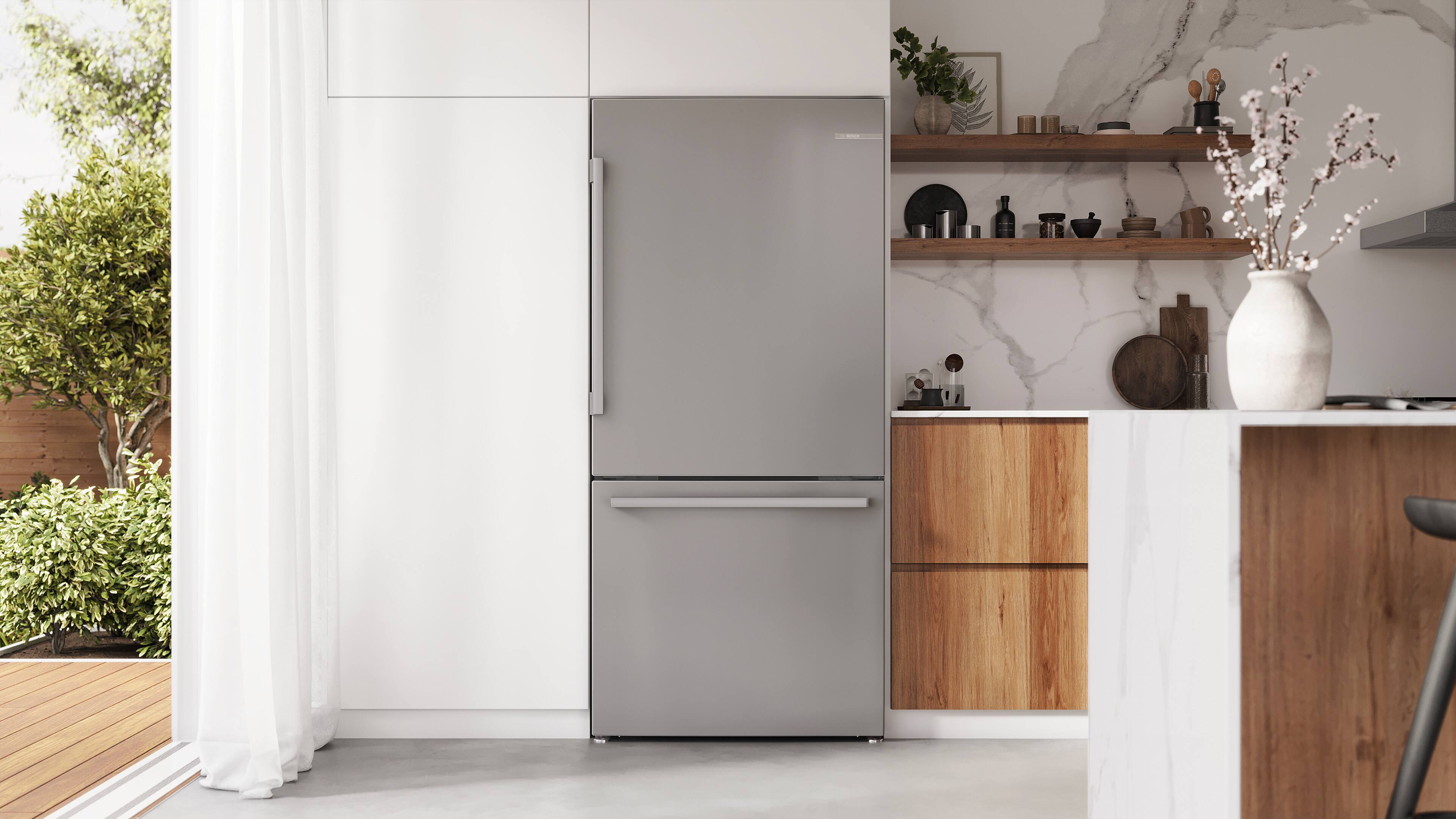 Alt View 11. Bosch - 100 Series 17.2 Cu. Ft. Bottom-Freezer Built-In Refrigerator with Ice in Fingerprint Resistance - Stainless Steel.