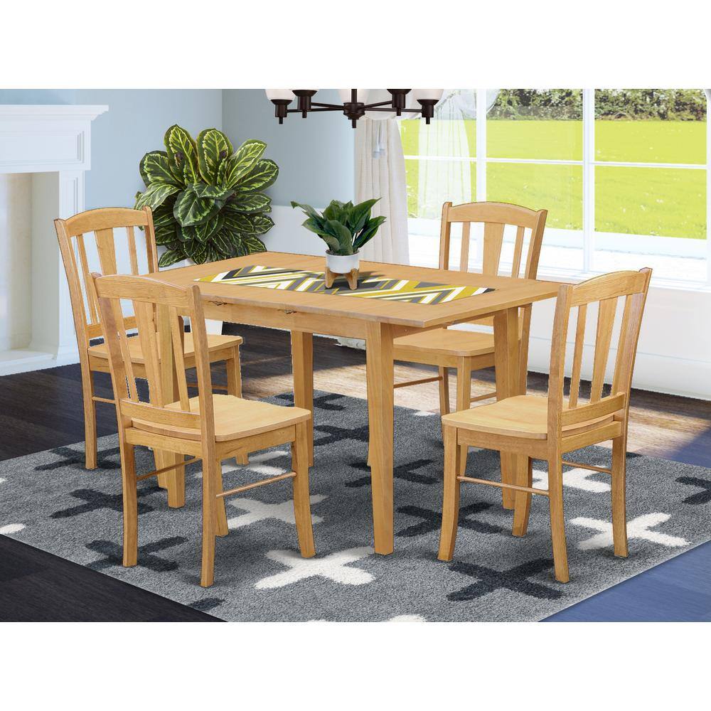 Back. East West Furniture - 5 PC Kitchen Table set - Kitchen dinette Table and 4 Dining Chairs - Oak.
