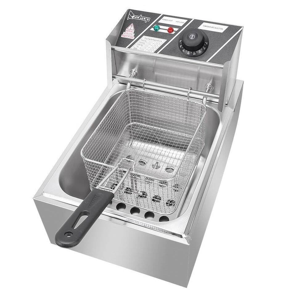 Alt View 4. Home Collection - 6L Electric Deep Fryer Stainless Steel 2500W Commercial Home - Silver.