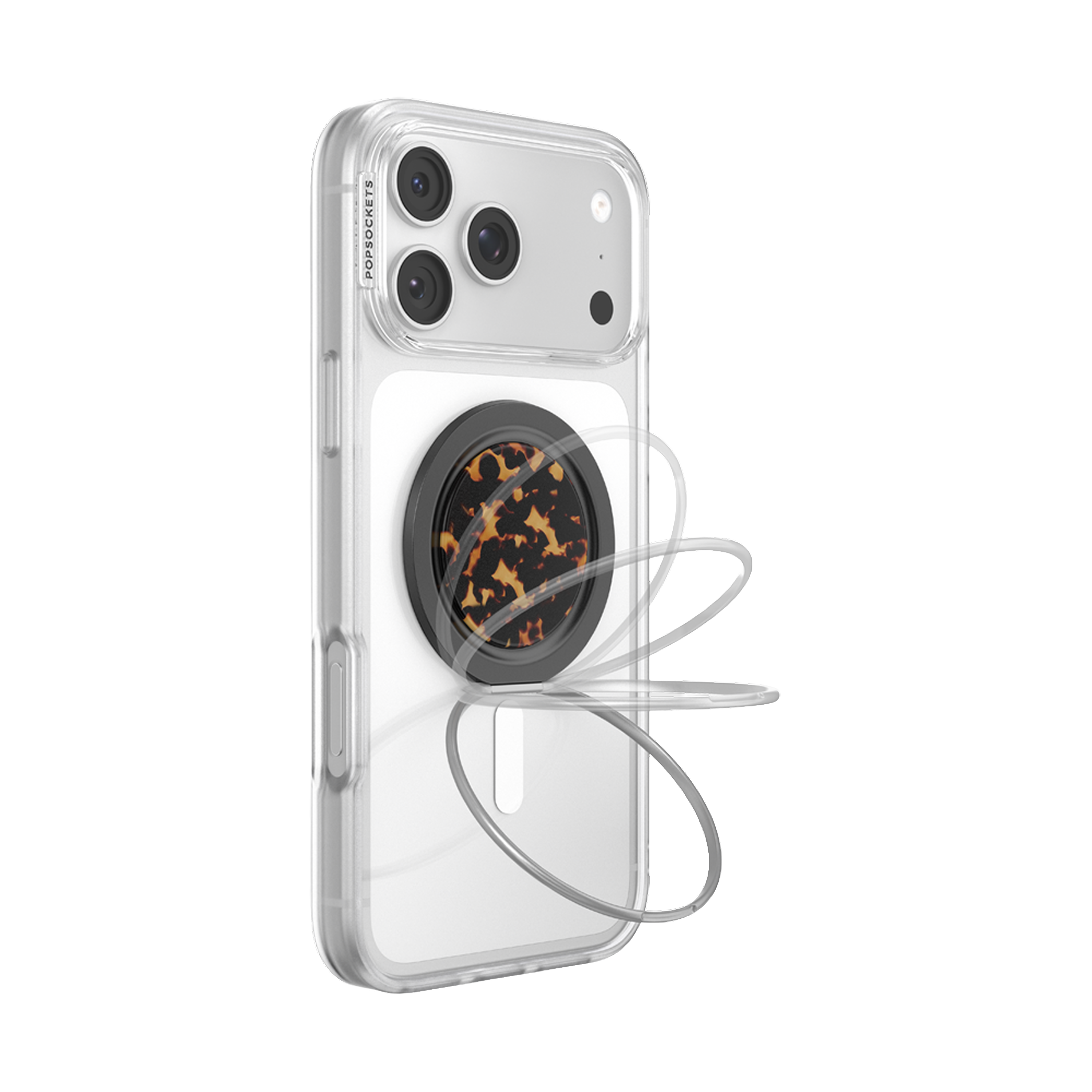 Alt View 6. PopSockets - PopSockets Low-Pro Grip for MagSafe, Ultra-Thin Magnetic Phone Grip with Kick-Out Stand - Tortoise.