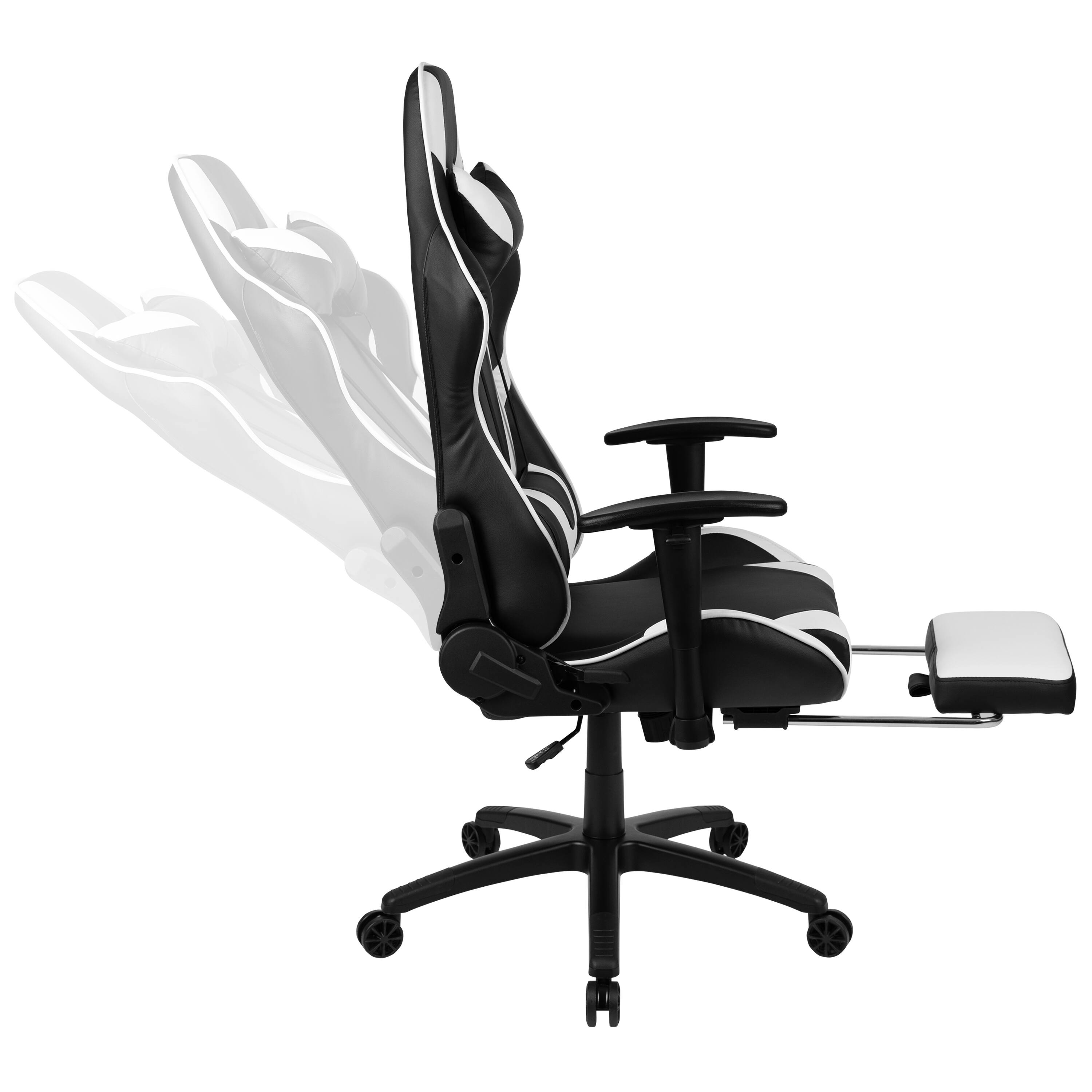 Alt View 8. Emma + Oliver - Gaming Desk Set - Cup/Headset Holder/Reclining & Footrest - Black.