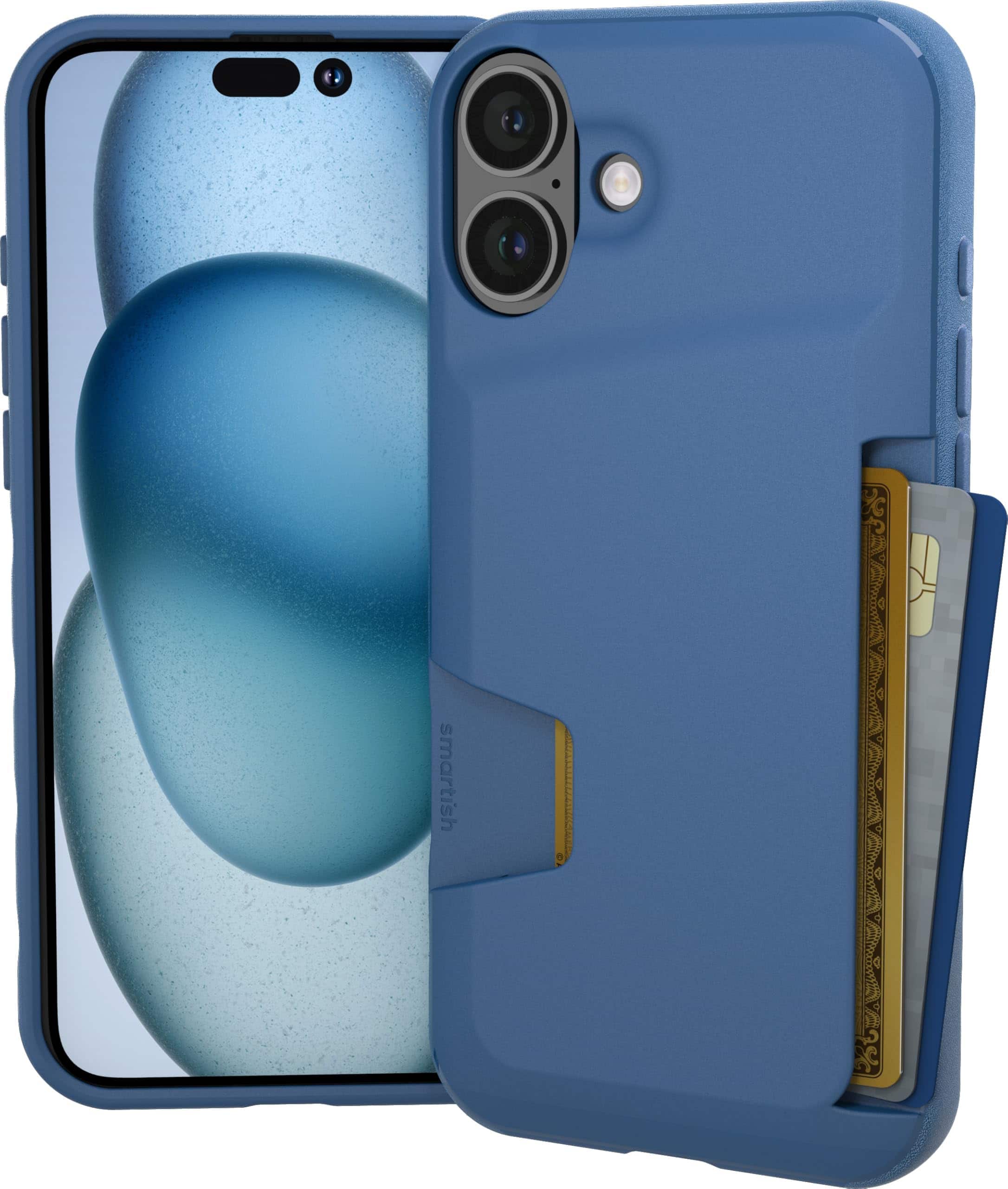 Smartish - iPhone 16 Plus Wallet Case - Wallet Slayer Vol 1 - Protective Slim Card Holder Cover - Blues on the Green