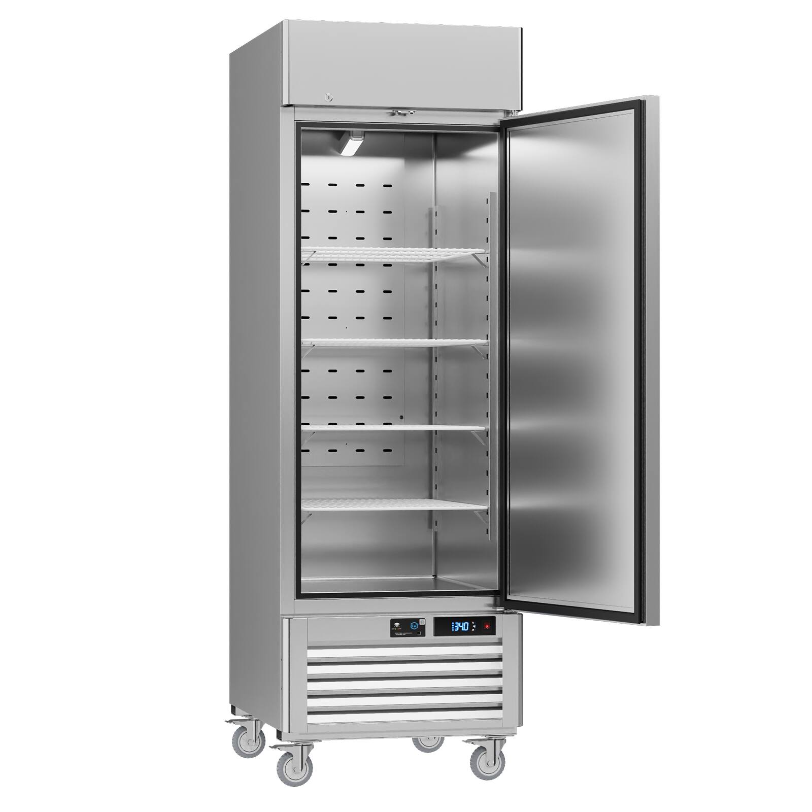 Angle. Veecool - VEECOOL 27" 23 cu.ft. WiFi Enabled Solid Door Commercial Reach-in Refrigerator in Stainless Steel with Right-Hinged - Stainless Steel.