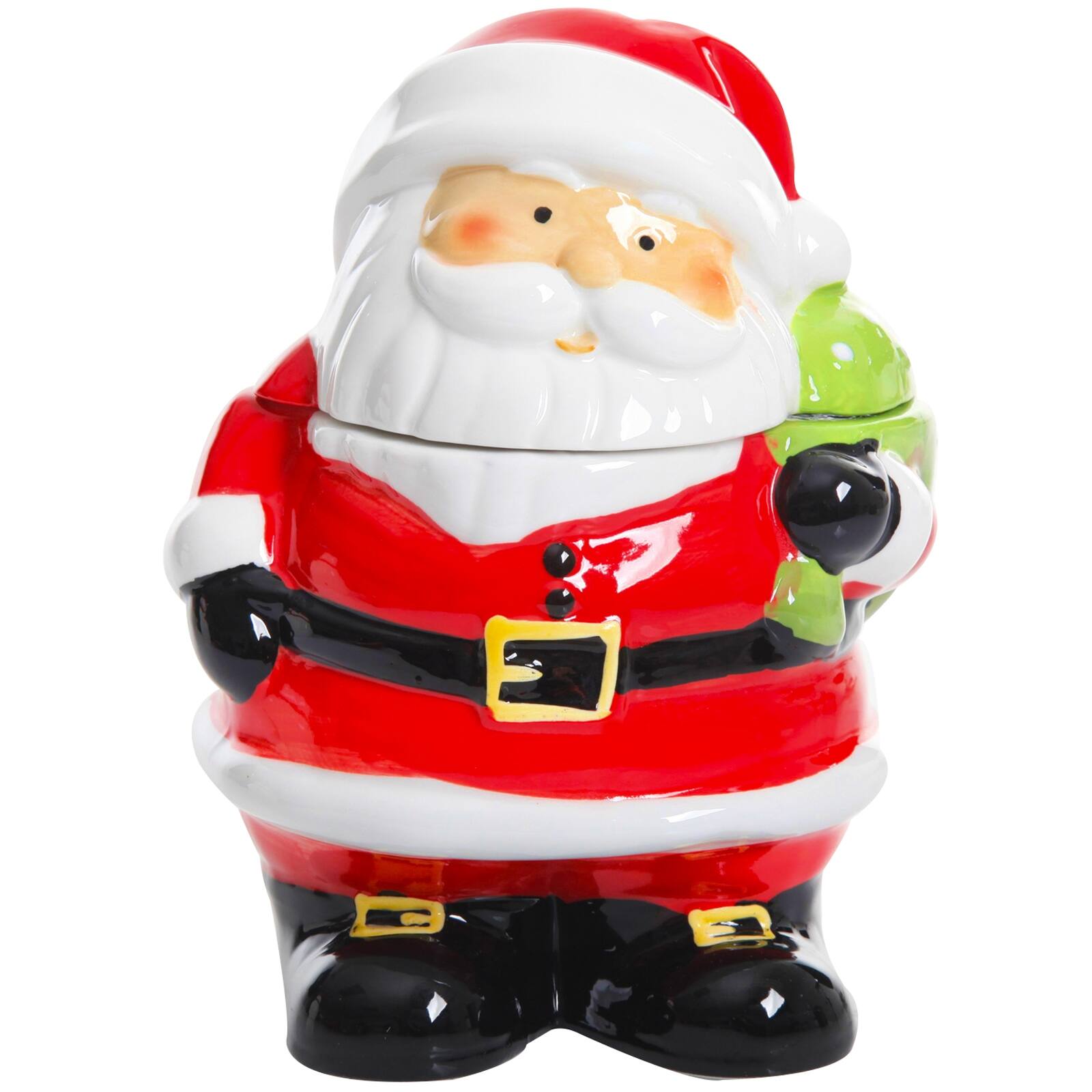 Alt View 2. Gibson - Jovial St. Nick 7.5 Inch Santa Holiday Cookie Jar - Multi.