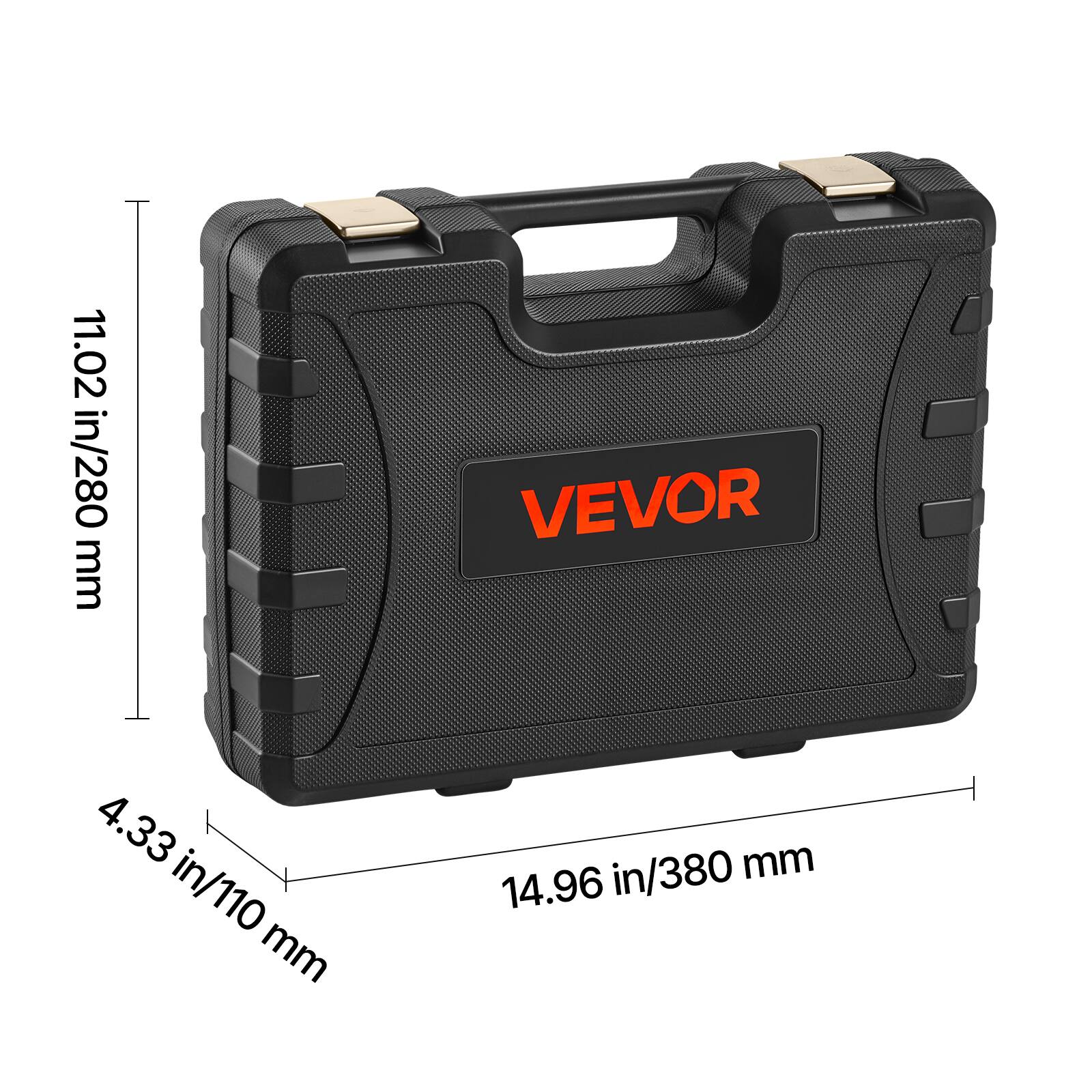 11.02 in/280 mm  
4.33 in/110 mm  
14.96 in/380 mm  

VEVOR