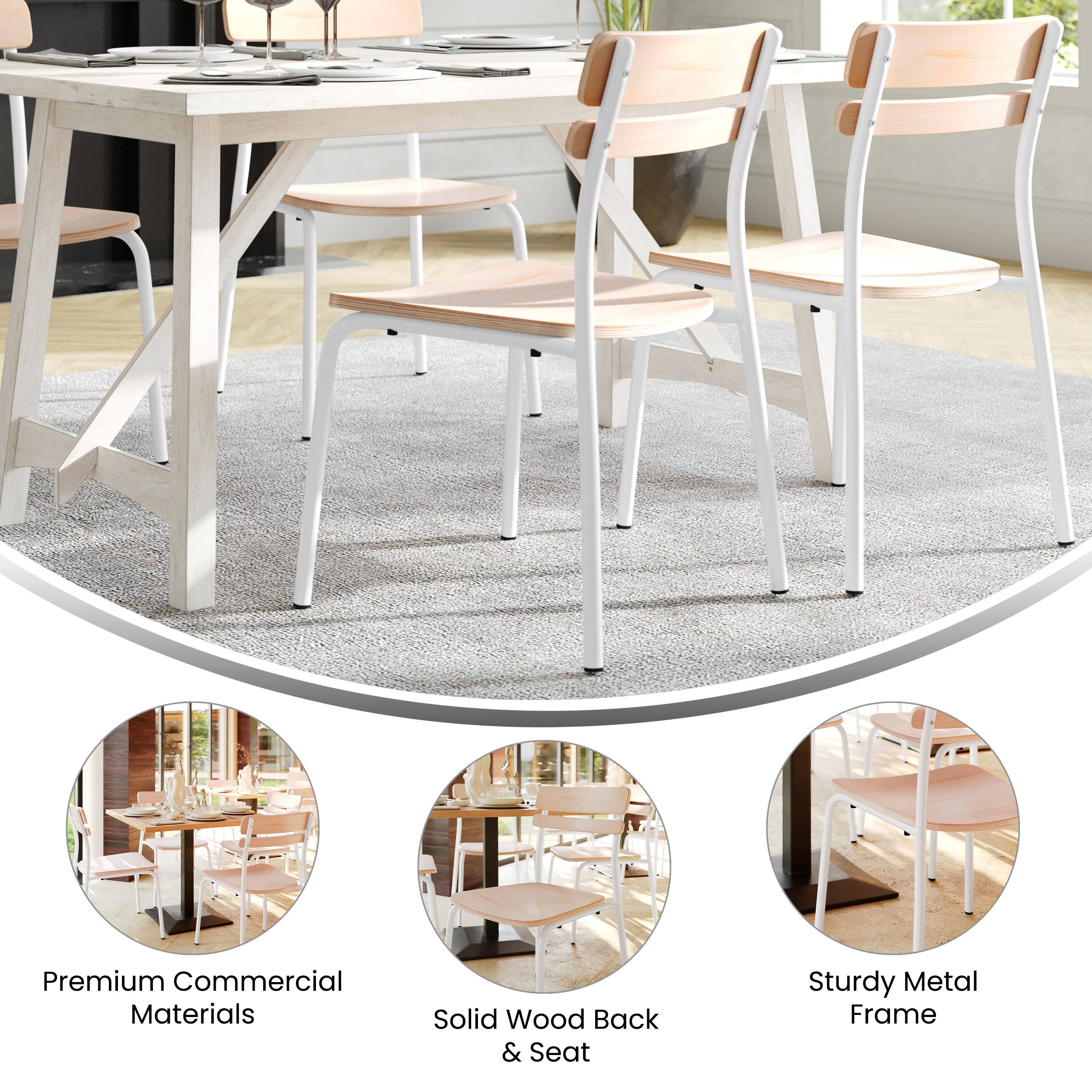 Premium Commercial Materials  
Solid Wood Back & Seat  
Sturdy Metal Frame