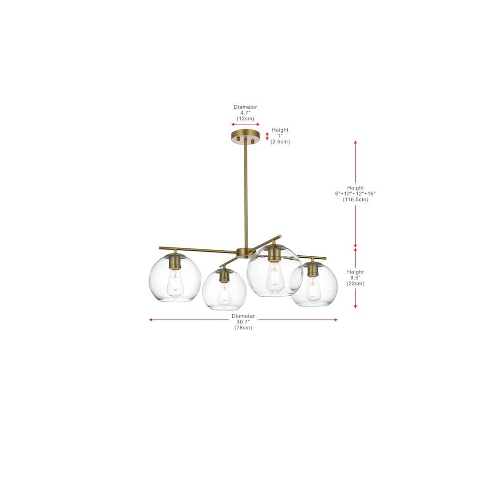 Living District - Opus 30.5 Inch Pendant Clear Shade in Satin Gold - Satin Gold And Clear