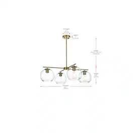 Living District - Opus 30.5 Inch Pendant Clear Shade in Satin Gold - Satin Gold And Clear