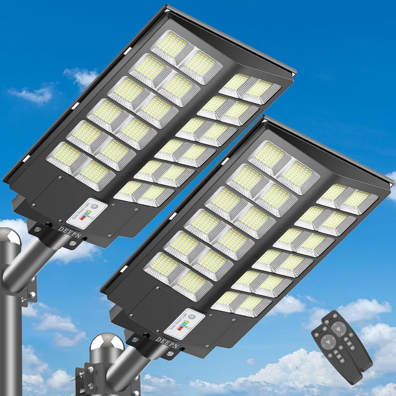 Adewalk - 8000W Solar Street Light 100000LM Sensor LED Flood Light IP66 Waterproof Remote Control Lamp for Yard Parking Lot 2pack - Black price history on PriceWatchPro