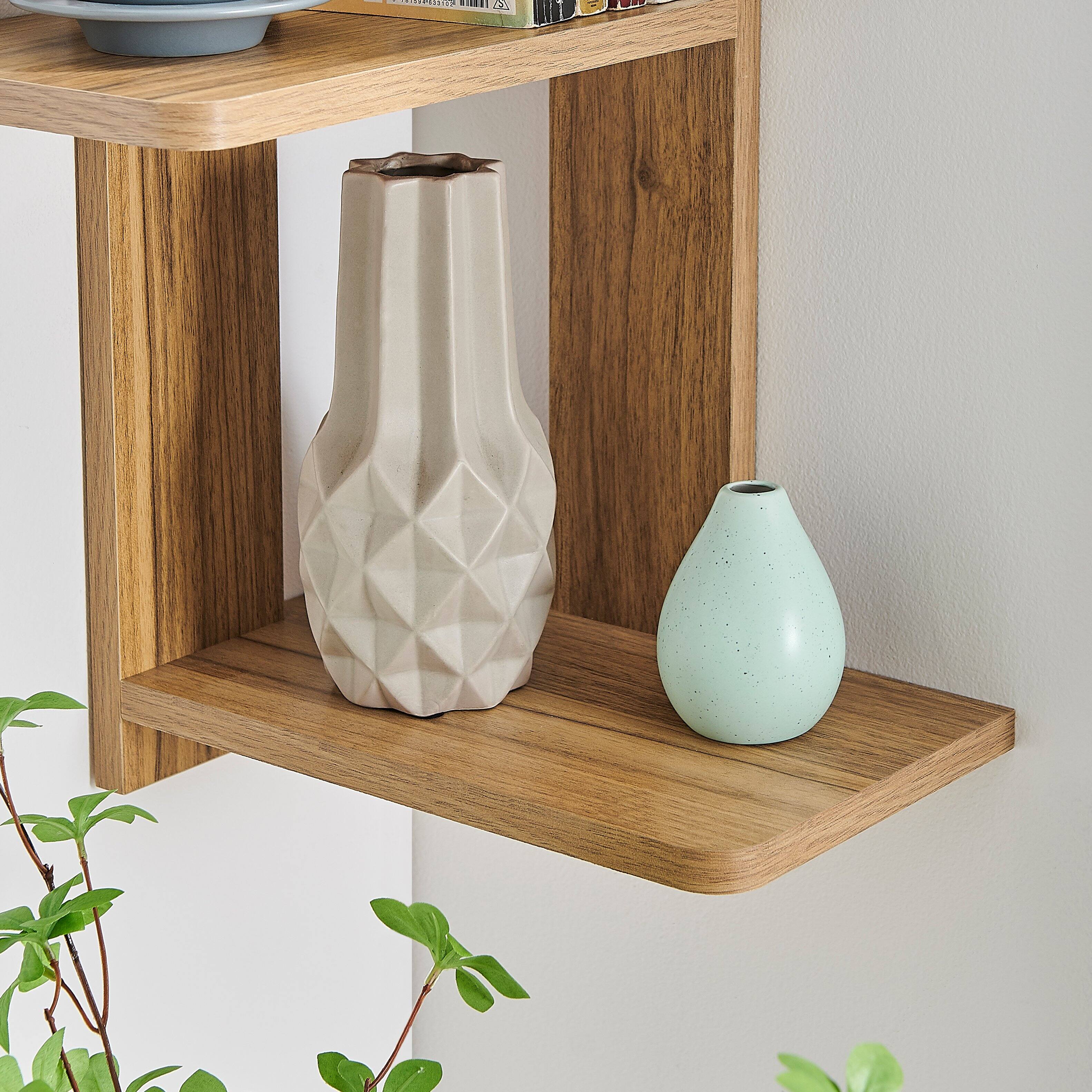 Alt View 6. Danya B - Alvar Corner 4-Tier Floating Ledge Column Wall Shelf - Chestnut - Chestnut.