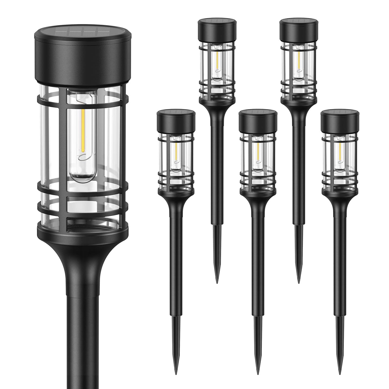 Dazzed Corner - Solar Pathway Lights Outdoor, 6 Pack Solar Lights Outdoor - Black