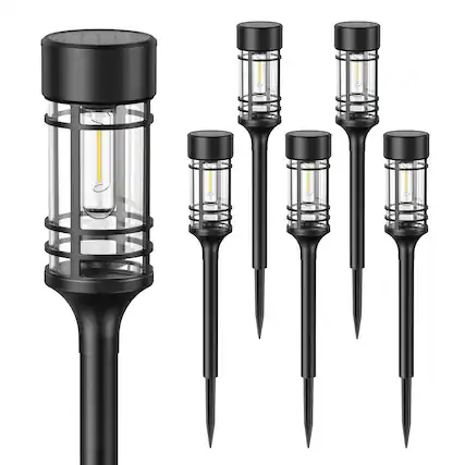 Front. Dazzed Corner - Solar Pathway Lights Outdoor, 6 Pack Solar Lights Outdoor - Black.