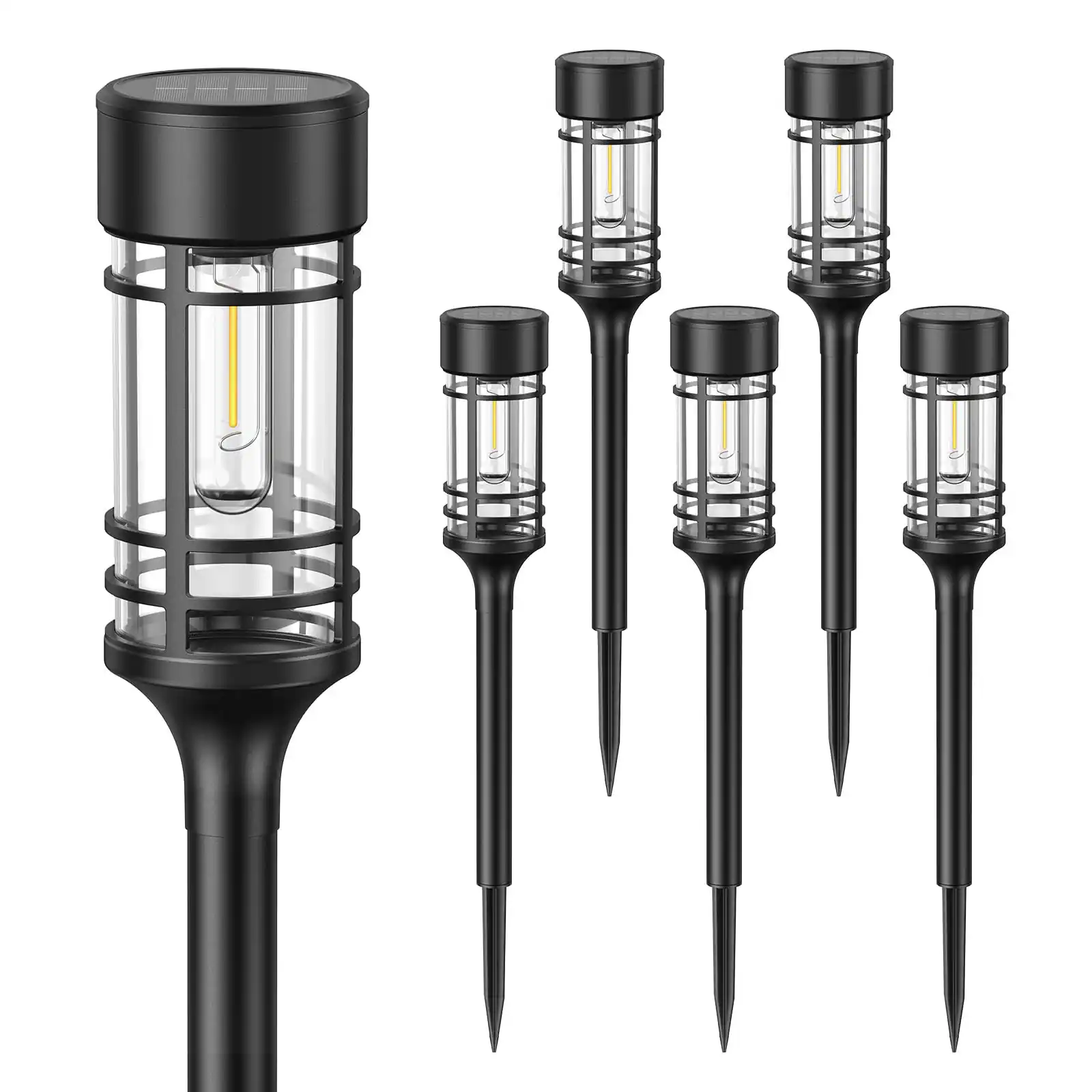 Dazzed Corner - Solar Pathway Lights Outdoor, 6 Pack Solar Lights Outdoor - Black