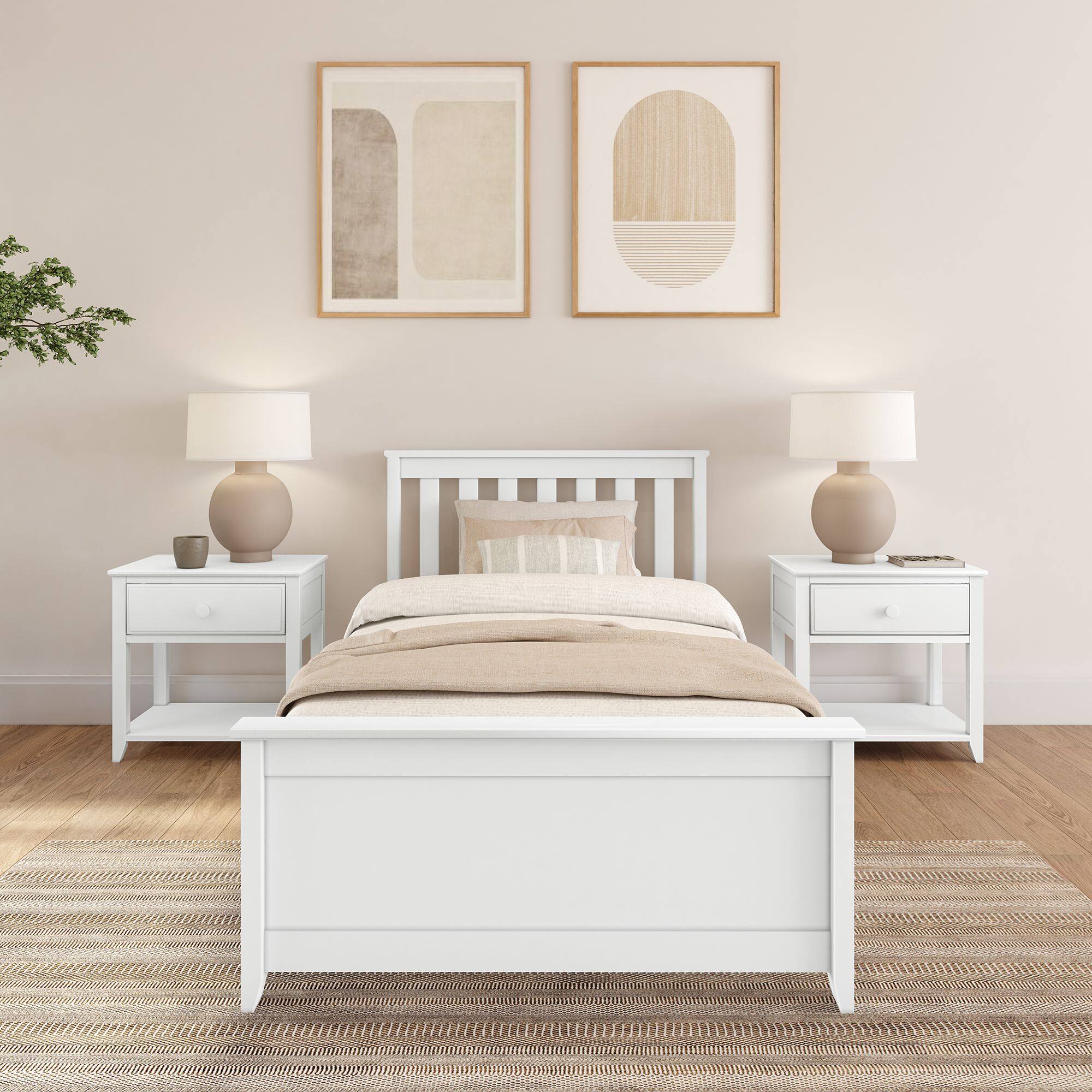 Alt View 1. Plank+Beam - Twin Bed, White - White.