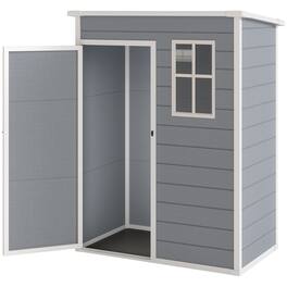 Outsunny - Garden Shed, 5'x3' Outdoor Storage Shed with Lock, Window, Vent, Utility Tool Shed for Backyard - Gray