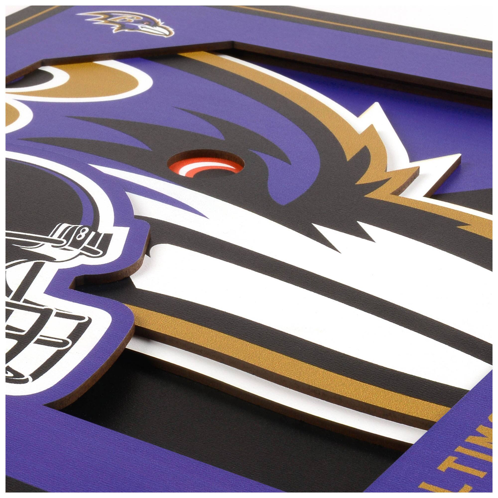 Alt View 1. YouTheFan - Baltimore Ravens 12'' x 12'' 3D Logo Wall Art - Multicolor.