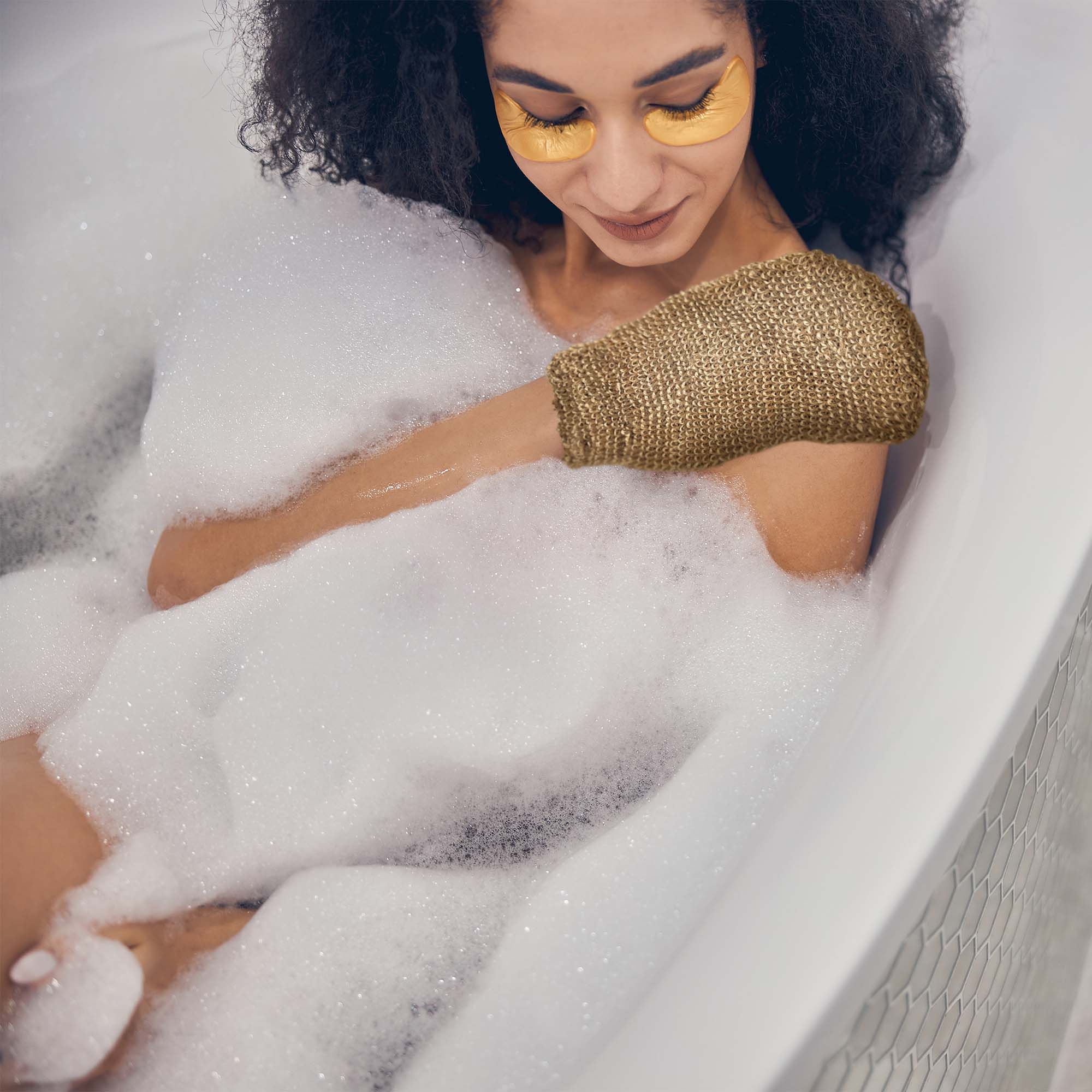 Angle. Pursonic - Sisal Hemp Bath Glove - Beige.