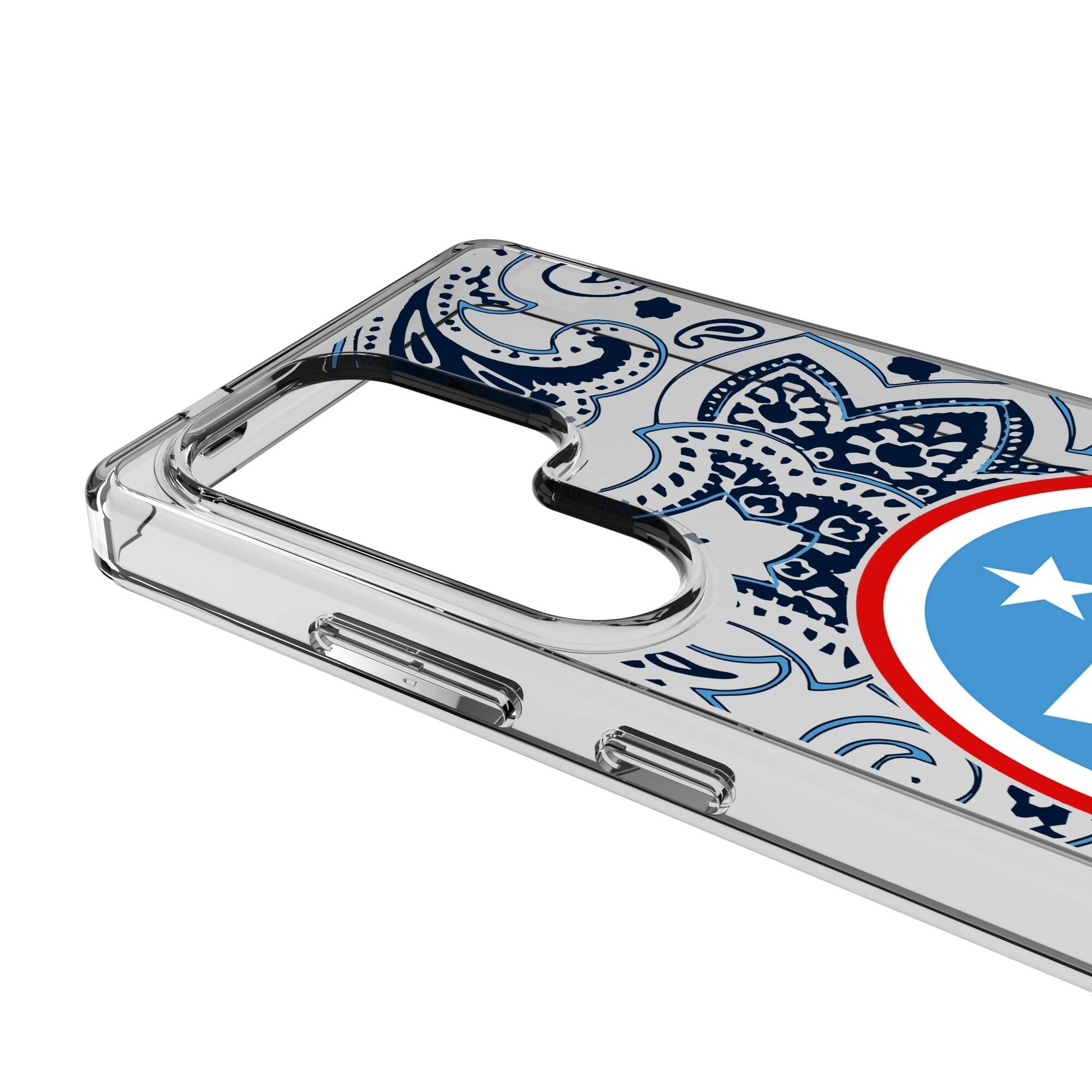 Alt View 2. Keyscaper - Tennessee Titans Galaxy Clear Paisley Design Case - S22 - Multicolor.